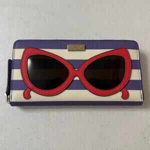 NWOT Kate Spade Neda Make a Splash Continental Stripes Red Sunglasses Wallet